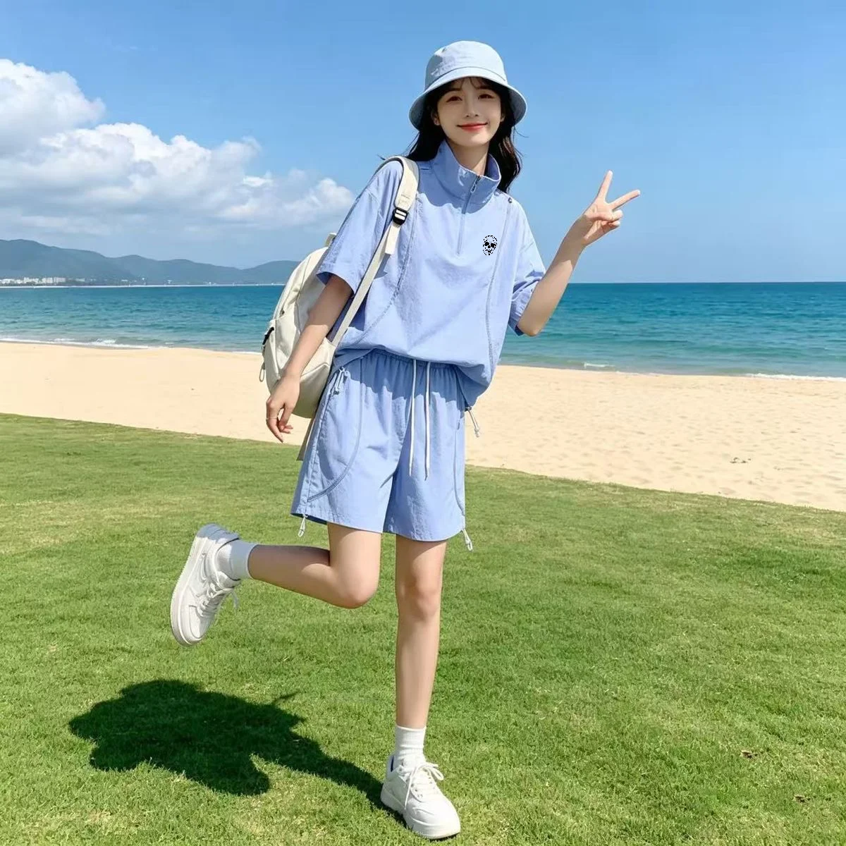 Golf Equipment Rental - ชุดกอล์ฟฤดูร้อนสำหรับผู้ชายและผู้หญิง ป้องกันแสงแดด เสื้อและกางเกงขาสั้นคู่รัก ผ้าไหมน้ำแข็ง เย็นสบาย สไตล์ลำลอง