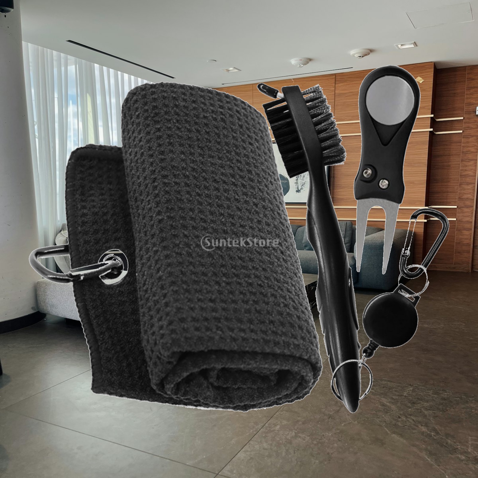 Golf Towel Waffle - แปรงทำความสะอาดไม้กอล์ฟ ผ้าเช็ดตัวกอล์ฟแบบพกพาพร้อมคลิปหนีบ ผ้าไมโครไฟเบอร์ลายวาฟเฟิลสำหรับนักกอล์ฟ