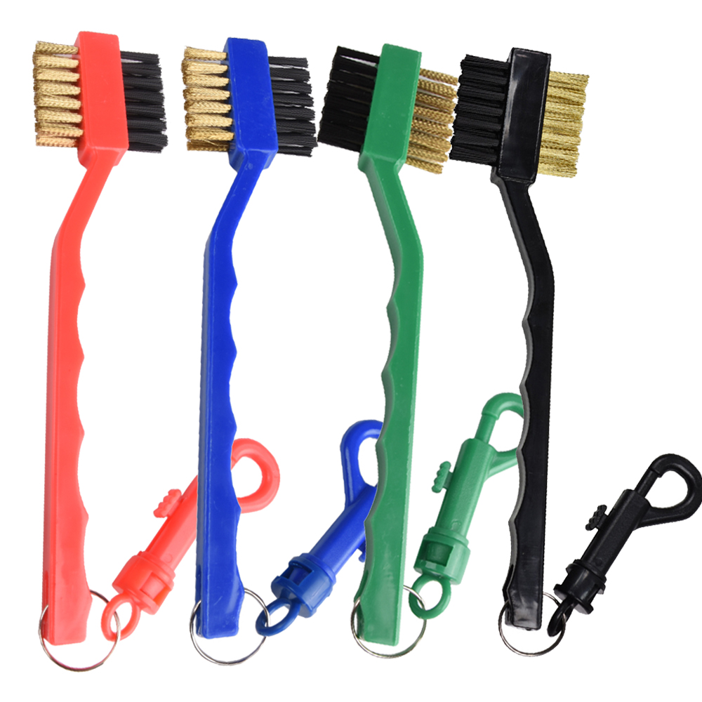 Golf Equipment Rental - แปรงทำความสะอาดไม้กอล์ฟ ดีไซน์สองด้าน พร้อมตะขอพกพา น้ำหนักเบา พกพาสะดวก อุปกรณ์ทำความสะอาดไม้กอล์ฟแบบสองหัว
