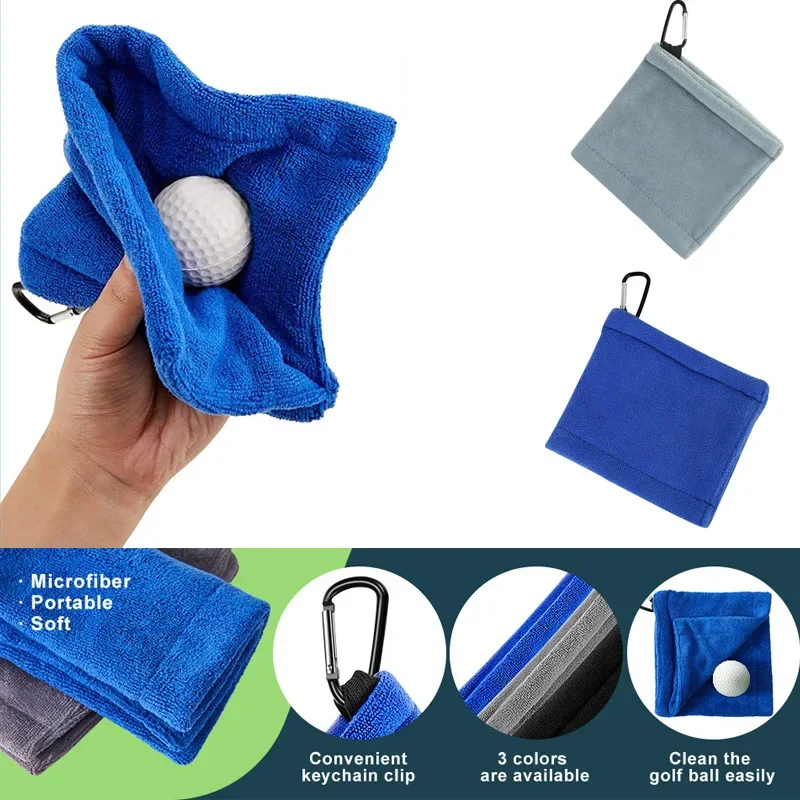 Golf Towel Waffle - ผ้าไมโครไฟเบอร์สำหรับทำความสะอาดลูกกอล์ฟและไม้กอล์ฟ ดีไซน์ทรงสี่เหลี่ยมพร้อมตะขอเกี่ยวแบบคาราบิเนอร์ ดูดซับน้ำได้ดี อุปกรณ์เสริมสำหรับรถกอล์ฟ