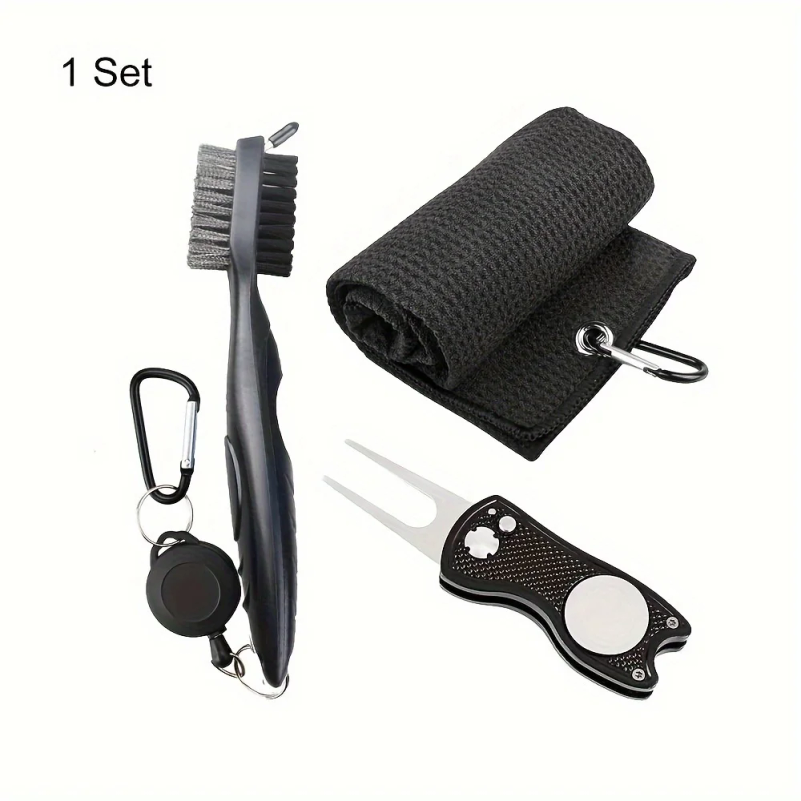 Golf Towel Waffle - 1 ชิ้น ผ้าขนหนูสำหรับกอล์ฟสีดำ ผ้าไมโครไฟเบอร์ลายวาฟเฟิล (30*50 ซม.,