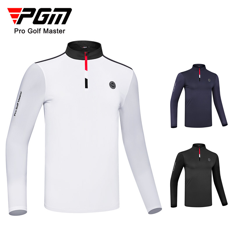 Golf Equipment Rental - PGM ชุดเล่นกอล์ฟสำหรับผู้ชาย, เสื้อกีฬากันแดดผ้าไอซ์ซิลค์ใส่ในฤดูร้อนเสื้อผู้ชายเสื้อยืดแขนยาว YF589ใส่เล่นกอล์ฟชุดกีฬา
