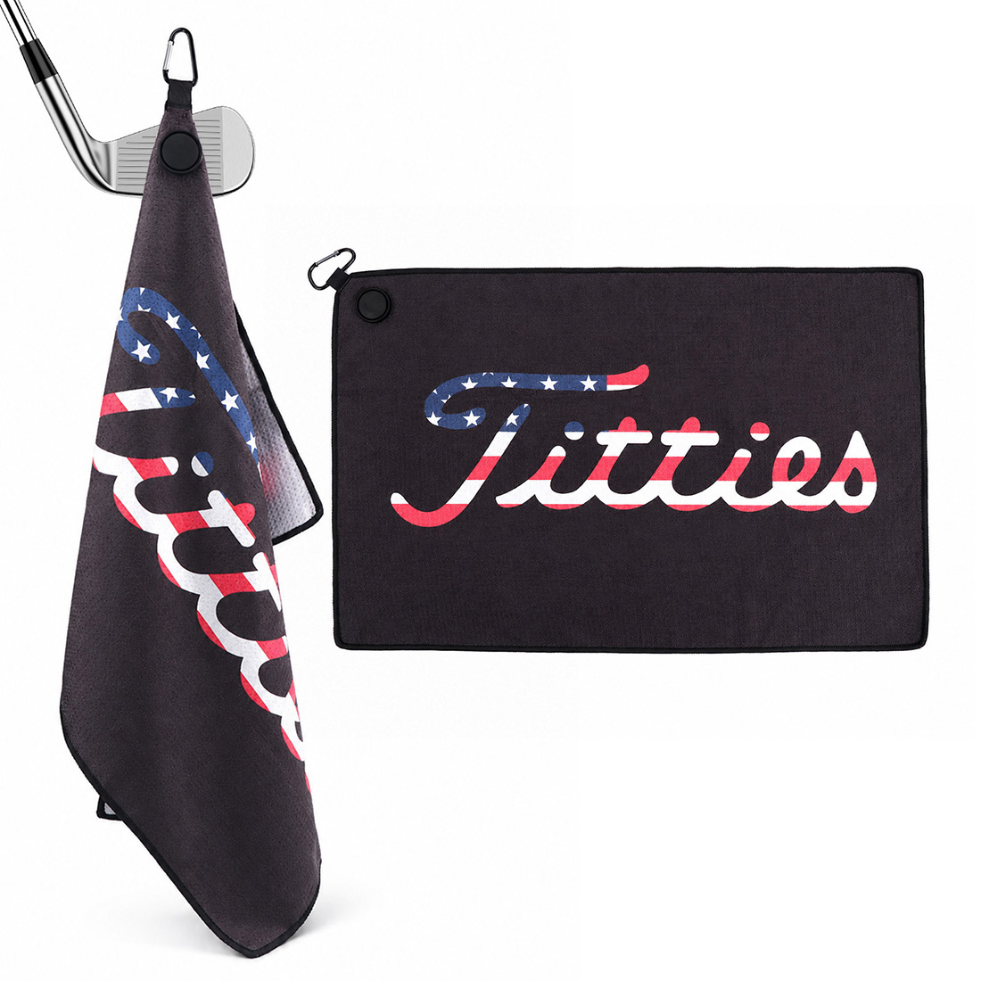Golf Towel Waffle - ผ้าเช็ดตัวแม่เหล็กสำหรับกอล์ฟลายธงชาติอเมริกัน ขนาด 23.6 นิ้ว (ยาว) x
