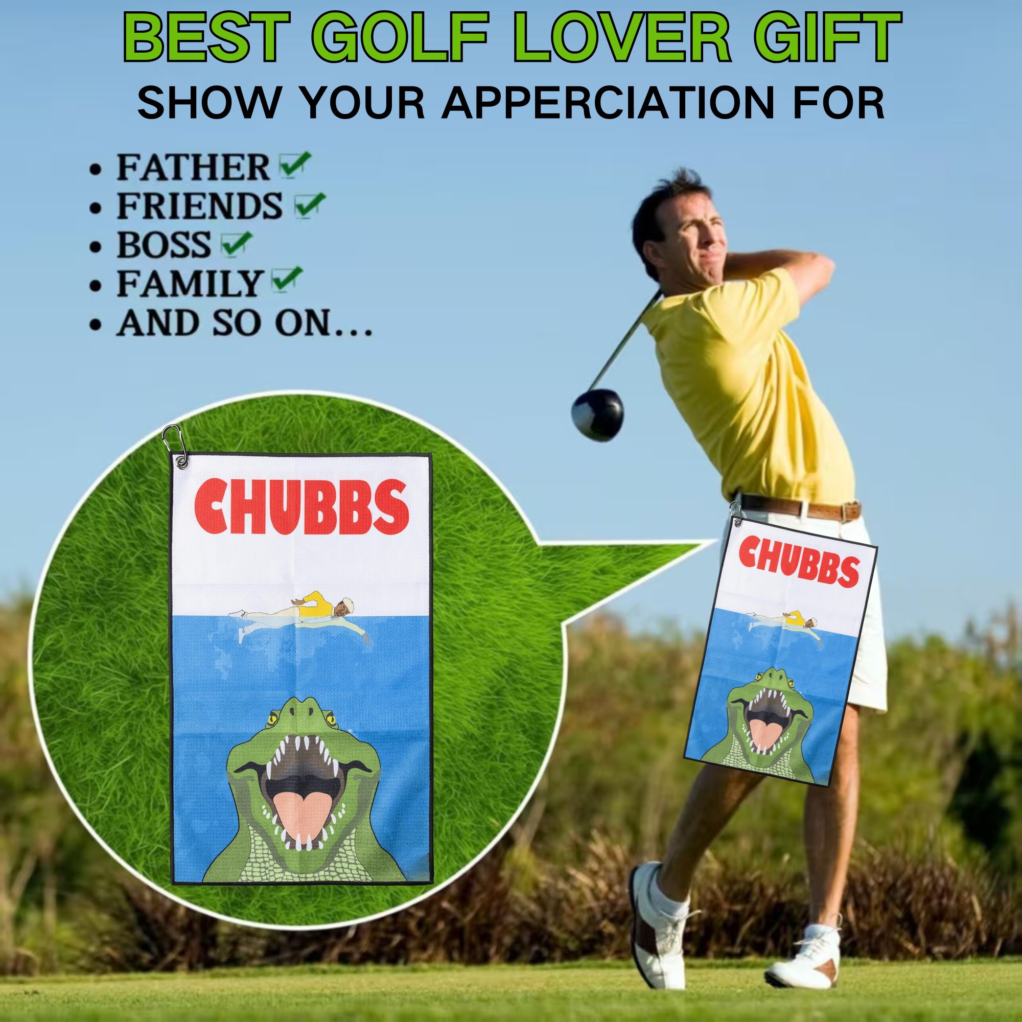 ผ้าขนหนูกอล์ฟดีไซน์ฟัน แฮปปี้  - Golf Towel Waffle บทวิจารณ์และราคา